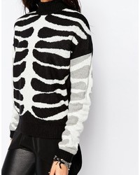 Noisy May Halloween Skeleton Sweater With High Neck
