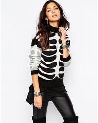 Noisy May Halloween Skeleton Sweater With High Neck