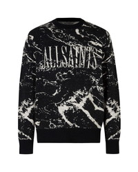 AllSaints Intarsia Marbled Logo Crewneck Sweater