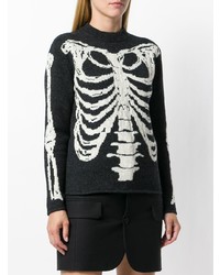 Saint Laurent Jacquard Knit Skeleton Sweater