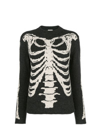 Saint Laurent Jacquard Knit Skeleton Sweater
