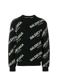 Balenciaga Jacquard Logo Crew Neck Jumper