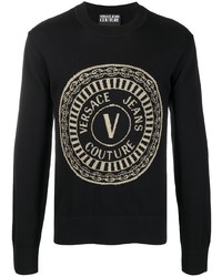 VERSACE JEANS COUTURE Metallic Logo Knit Sweatshirt
