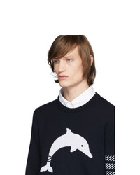 Thom Browne Navy Dolphin Icon Sweater