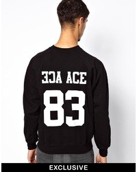 Reclaimed Vintage Sweatshirt With Ace Ace Back Print Black