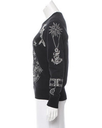Alexander McQueen Skull Embroidered Long Sleeve Sweatshirt