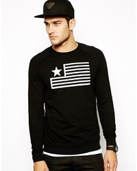 Asos Sweatshirt With Flag Print Black