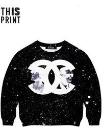 This Is Print Intellectual Double C Black Galaxy Sweatshirt