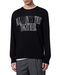 AllSaints Together Intarsia Crewneck Wool Sweater