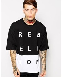 Asos Oversized T Shirt With Cut Sew Rebellion Print Blackwhite