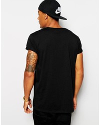 Asos T Shirt With Tattoo Hand Print And Rolled Sleeve Skater Fit