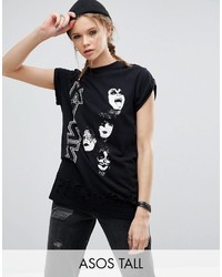 Asos Tall Asos Tall T Shirt With Kiss Print And Ravaged Hem