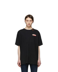 Off-White Black And Red Oversized Split Logo T Shirt
