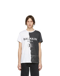 Balmain Black And White Printed T Shirt