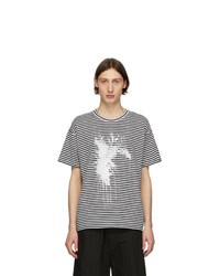 Isabel Benenato Black And White Striped Splash T Shirt