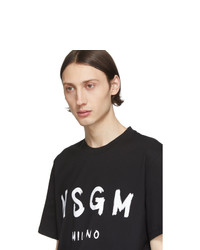 MSGM Black Brushed Logo T Shirt