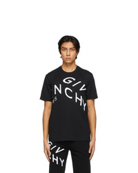 Givenchy Black Embroidered Refracted Logo T Shirt