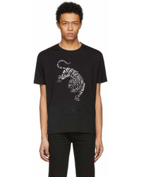 Pierre Balmain Black Embroidered Tiger T Shirt
