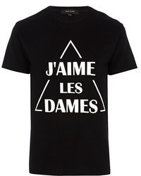 River Island Black Jaime Les Dames Print T Shirt