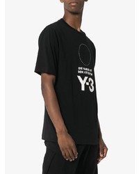 Y-3 Black Logo And Circle Printed Cotton T Shirt