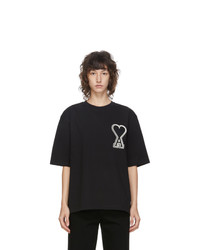 AMI Alexandre Mattiussi Black Oversized Logo Patch T Shirt