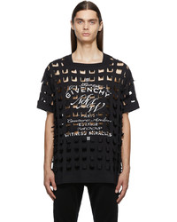 Givenchy Black Oversized Perforated Jersey Crest T Shirt