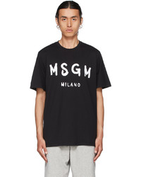 MSGM Black Paint Brushed Logo T Shirt
