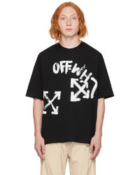 Off-White Black Paint Script Over Skate T Shirt