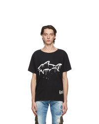 Greg Lauren Black Paul And Shark Edition Drip Shark T Shirt