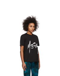 MSGM Black Spray Logo T Shirt