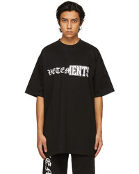 Vetements Black Vertical Cut Up Logo T Shirt
