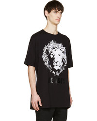 Versus Black White Lion Head Oversize T Shirt