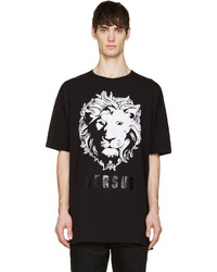 Versus Black White Lion Head Oversize T Shirt