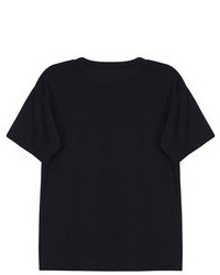 Romwe Confused Cat Print Short Sleeved Black T Shirt