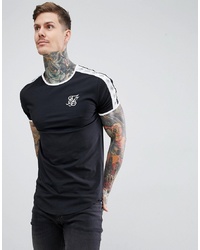 Siksilk Curved Hem T Shirt In Black With