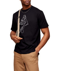 Topman Dog Sketch Classic Fit Graphic Tee