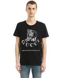 Gucci Dragoon Printed Cotton Jersey T Shirt