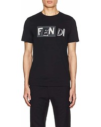Fendi Embroidered Logo Cotton T Shirt