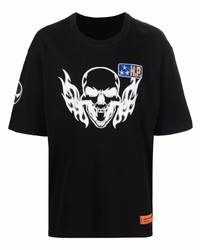 Heron Preston Flaming Skull Print Cotton T Shirt