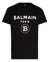 Balmain Flock Logo Print T Shirt