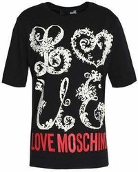 Love Moschino Flocked Printed Cotton Jersey T Shirt