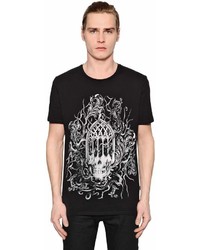 Just Cavalli Gothic Skull Printed Jersey T Shirt