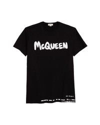 Alexander McQueen Graffiti Logo Graphic Tee In Black Mix At Nordstrom