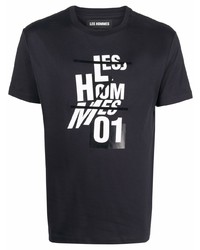 Les Hommes Graphic Logo Print Crew Neck T Shirt