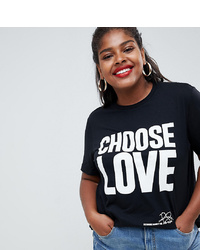 Asos Curve Help Refugees Choose Love Curve T Shirt In Black Organic Cotton