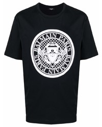 Balmain Logo Crest Print T Shirt
