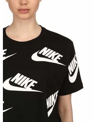 Nike Logo Print Cotton Jersey Cropped T Shirt