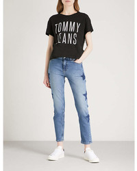 Tommy Jeans Logo Print Cotton Jersey T Shirt