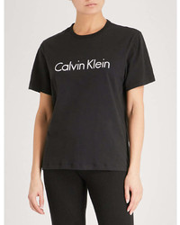Calvin Klein Logo Print Cotton Jersey T Shirt
