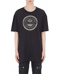 Balmain Logo Print Cotton Oversized T Shirt